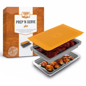 Grill Prep 'N serve Set Container for Marinating Meat & Stainless Steel Serving - Picture 1 of 6