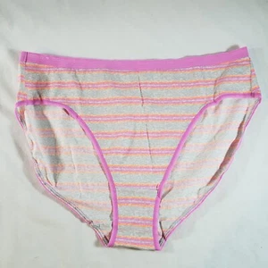 Victoria's Secret High Leg Brief XL Pink Orange Gray Signature Cotton Blend - Picture 1 of 3