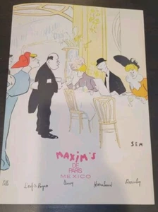 MAXIMS DE PARIS RESTAURANT Mexico XL MENU Sleeve 23x16 SEM LITHO - Picture 1 of 4