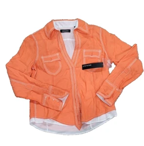 NEW Orange Long Sleeve Shirt Fully Lined in White Preppy Woma's Size 8 IDEOLOGY - Picture 1 of 9
