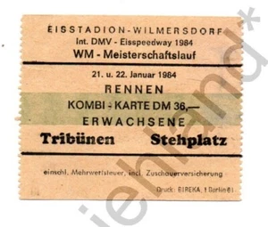EINTRITTSKARTE ➔ WM-Meisterschaftslauf ➔ 1984 ➔ Eisspeedway ➔*aus Sammlung* - Bild 1 von 1