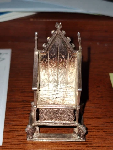 Hallmarked Antique Sterling Coronation Throne Chair 1901 Cover