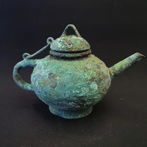 Antique Bronze Tea Pot Rusted Patina - Picture 1 of 7