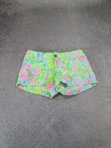 Lilly Pulitzer Shorts Womens 2 The Walsh Green Multi Floral Lightweight Cotton - Picture 1 of 10