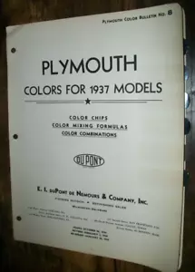 1937 PLYMOUTH DuPont car auto Paint Chips booklet - Very good - Picture 1 of 2