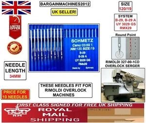 RMX29 B-29A UY3029GS S=120/19 RIMOLDI OVERLOCK INDUSTRIAL SEWING MACHINE NEEDLE - Picture 1 of 4
