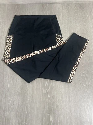 Leggings capri negros tiro alto con estampado de guepardo negro talla 4 ZYIA Active para mujer Foto 1 de 4