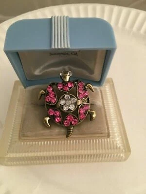 Gold Plate Size 7 1/2 Turtle Ring 8 Crystal Color Options Adorable Shell - Image 1 of 3