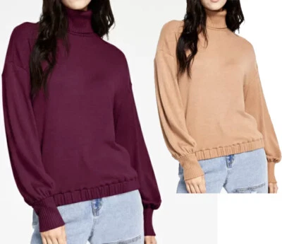 INC 弹力弹性下摆布卢森袖海龟领毛衣 — 第 1/3 张图片