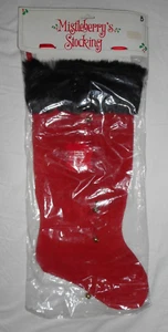 MISTLEBERRY'S STOCKING Genuine Leather Holiday Ornament Department 56 Red New - Foto 1 di 6