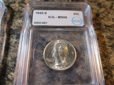 1945-S WASHINGTON QUARTER ICG MS66 DDO-001    1002 - Image 1 of 4