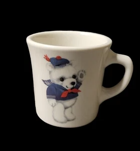 Vtg Homer Laughlin Child's Commercial China Restaurantware Cup Mug Sailor Bear - Picture 1 of 3