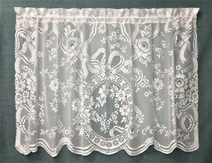 Ainsley Baumwollmischung 60" x 36" Spitze Fenstervorhang weiß Wohnzimmer Schlafzimmer Tür - Bild 1 von 4