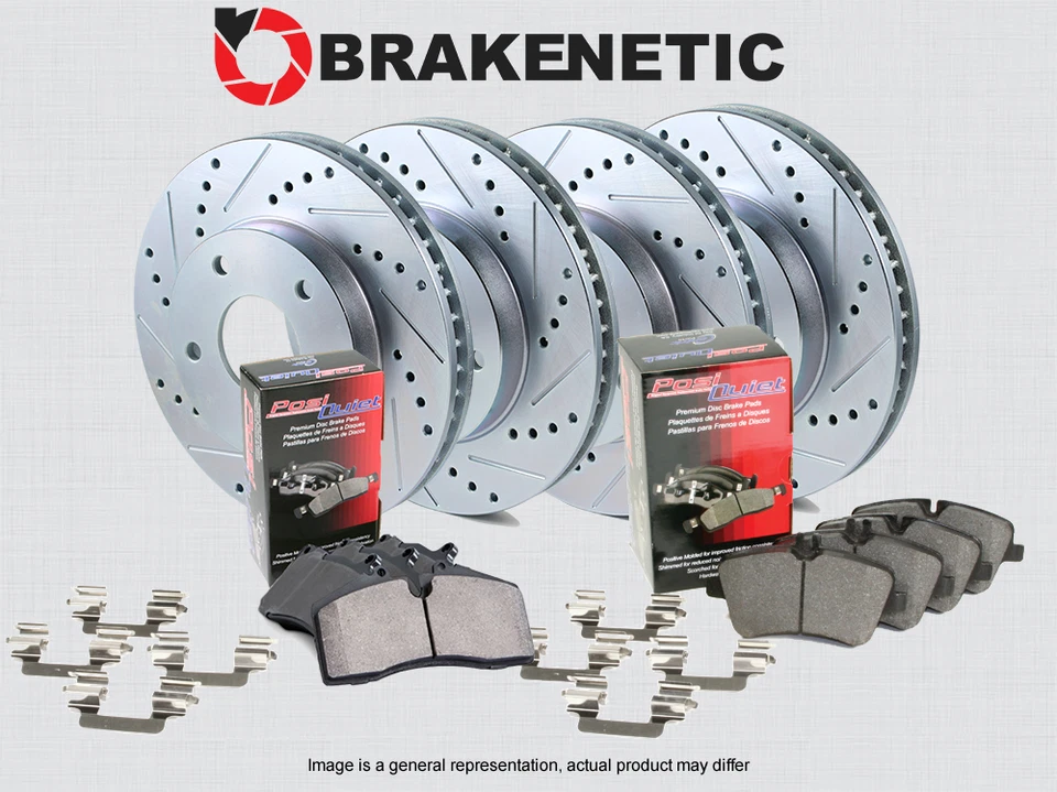 F&R BRAKENETIC Sport Drill Slot Brake Disc Rotors + Quiet Pads BSK82817 - Image 1 of 1
