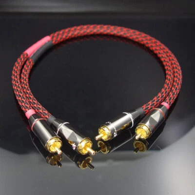 Pair 5N OFC Pure Copper Cord with Gold Plated RCA Connector HIFI RCA Audio Cable - Image 1 of 4