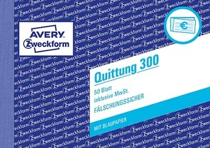 AVERY Zweckform 300 Quittungsblock A6 quer, 50 Blatt, fälschungssicher - Bild 1 von 1