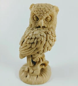 Estatuilla de Búho Hecha en Italia Italiana Off White Resina Soportes 5.5" Alto - Imagen 1 de 7