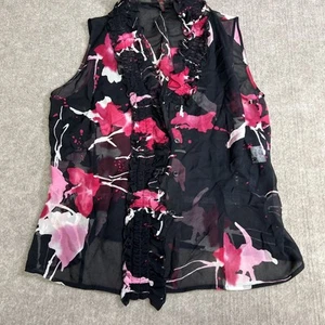 Escada Silk Floral Top US 8 Sleeveless Ruffle Button Front Coquette Fairycore - Picture 1 of 7