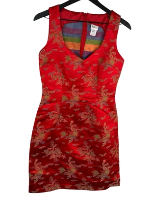 Vintage Frederick's of Hollywood 90's Y2K Dragon Asian Dress Red Size 6 Whimsy - Image 1 of 4
