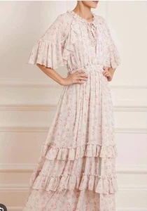 Maxi Vestido Needle & Thread Molly Blossom Talla 6 Floral Rosa Azul Forrado en Capas - Imagen 1 de 14