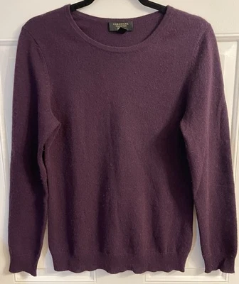 Charter Club 100% Cashmere Crewneck Sweater, Eggplant Purple, Medium  EUC B19 - Image 1 of 4