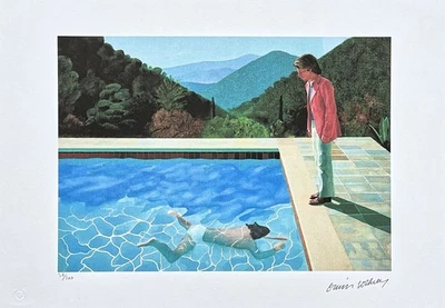 DAVID HOCKNEY - Retrato de una piscina de artistas con dos figuras II - firmado, 36/500 Foto 1 de 4