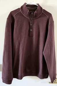 Tommy Bahama Baumwolle Druckknopf Mock Neck Pullover Herren L Burgund Druckknopf - Bild 1 von 14