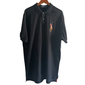 Polo Ralph Lauren Black Polo Shirt XXL Big Pony Red 3 Classic Fit - Picture 1 of 6