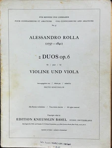 Allessandro Rolla 2 duets op.6 for violin and viola - Picture 1 of 1