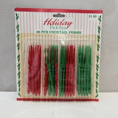 Tenedores de aperitivo de cóctel de plástico vintage 48 piezas retro para fiestas sellados Foto 1 de 2