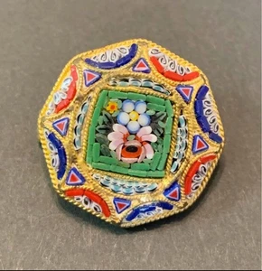 Brooch Vintage Floral Mosaic from Italy - Picture 1 of 5