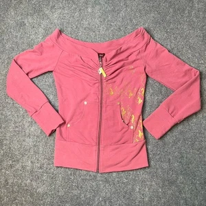 Vtg Baby Phat Y2k Zip Up Shirt Womens S Pink Gold StreetWear Russell Simmons - Picture 1 of 7