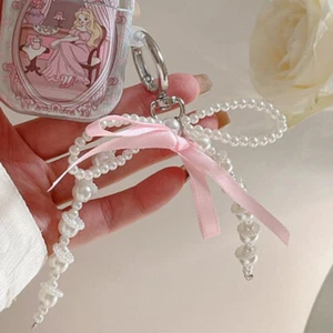 Korean Sweet Pearl Ribbon Bow Keychain Bowknot Pendant Keyring Y2K Accessories - Picture 1 of 16