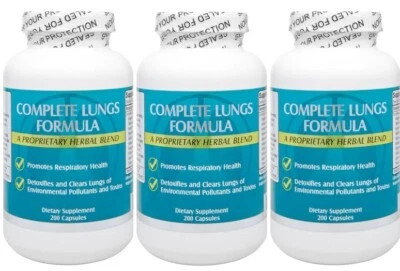 3 Botellas NU-Health FÓRMULA PULMONARES COMPLETA 200 Cápsulas/Botella para Pulmón Claro  Foto 1 de 4