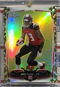 2014 TOPPS CHROME, MIKE EVANS, #185, ROOKIE, CAMO REFRACTOR, SERIAL #331/499