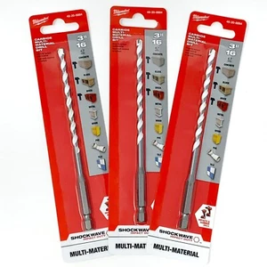 3-Pk Milwaukee SHOCKWAVE Carbide Multi-Material Drill Bit 3/16 in x 6 in NEW - Picture 1 of 10