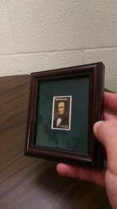 Hawthorne Stamp Vintage Antique Author Framed Custom Rare Postal US BRUN - Imagen 1 de 3
