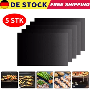 Juego de 5 alfombrillas para barbacoa 40x33 cm, soporte para barbacoa, teflón antiadherente, perfecto para barbacoa - Imagen 1 de 21