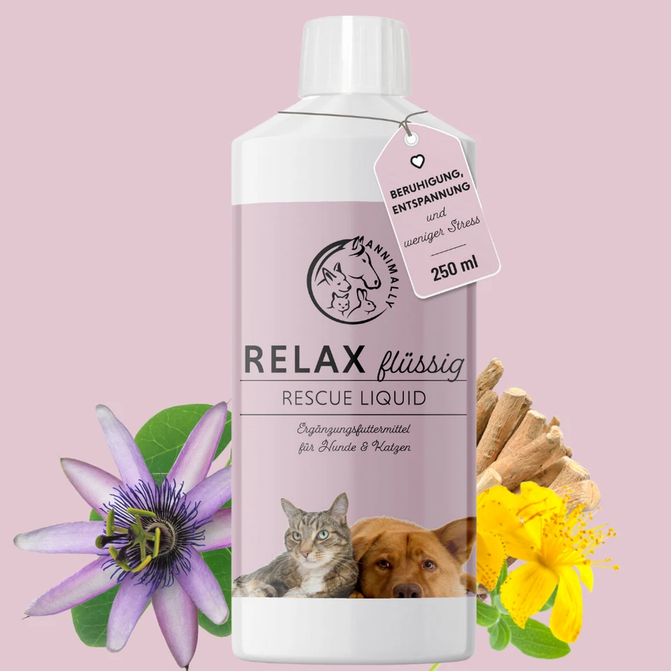 Relax Liquid - Rescue Tropfen Beruhigungsmittel für Hunde & Katzen 250 ml - Bild 1 von 4
