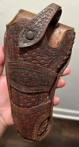 Antique Western Texas Tooled Leather Jockstrap Holster Colt Smith Wesson - Picture 1 of 12