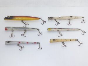 Lot Of 6 Vintage Unmarked Wooden Fishing Lures