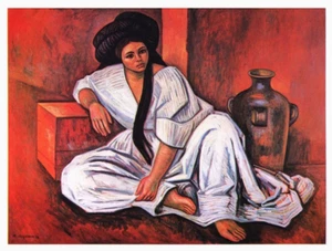 Postal de colección de Raúl Anguiano, Yalalteca, Mexicana, obra de arte latina (década de 1980) RARA - Imagen 1 de 2