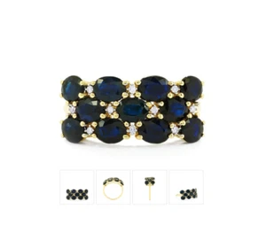SAPPHIRE DIAMOND RING SIZE P - Q 10CT GOLD 3.7 CARATS + AUTHENTICITY CERTIFICATE - Picture 1 of 12