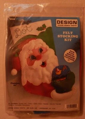 NEW Design Works Felt Christmas Stocking Kit Santa & Snow Globe 5022 16" Long - Image 1 of 3