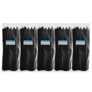 Cable de cable resistente al agua negro 1000 piezas de 8 pulgadas con cremallera nailon 30 libras UV negro 1000 piezas - Imagen 1 de 10