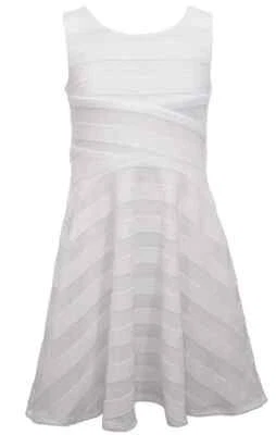 NWT Bonnie Jean Girls Size 8 White Knit Sleeveless Textured Stripe Skater Dress - Image 1 of 2