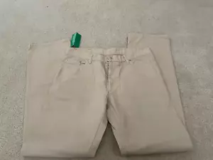 United Colors of Benetton Flat Front Denim Pants Mens 34x34 Khaki - Picture 1 of 4