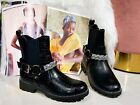  New Womens Chelsea Ankle Boots Studs Chunky Low Heel Croc Diamante shoes size