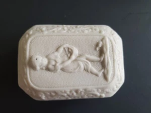 Vtg Parian Trinket Box Bisque Porcelain - Picture 1 of 5