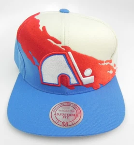 QUEBEC NORDIQUES NHL MITCHELL & NESS SPLASH GORRA GORRA SNAPBACK LANA VINTAGE ¡NUEVA! - Imagen 1 de 9